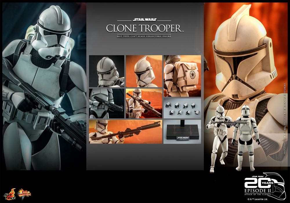 Hot Toys MMS 647 Star Wars Attack Of The Clones Phase I/II Clone Trooper - Hot Toys (Clone Trooper) action figure collectible - Main Image 2