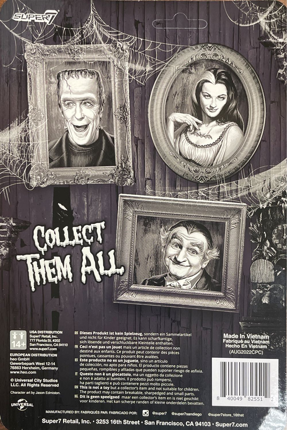 Munsters Grandpa Grayscale - Super 7 (The Munsters) action figure collectible [Barcode 840049825512] - Main Image 2