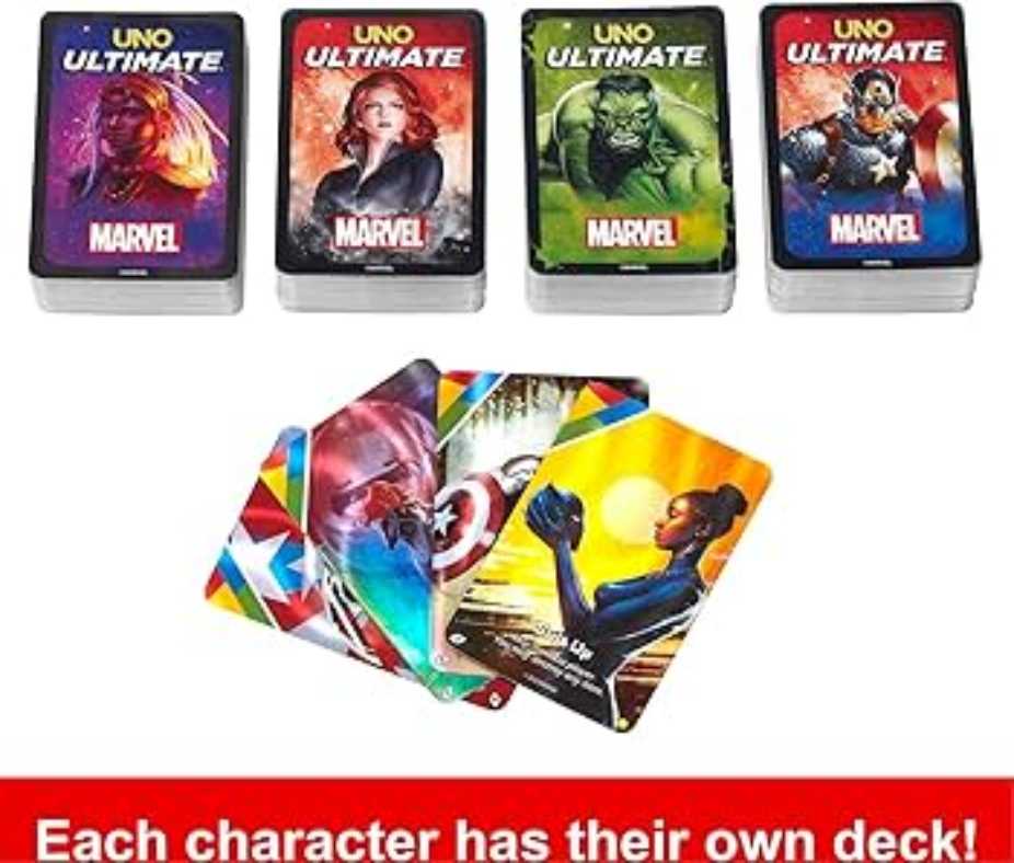 2022 Uno Ultimate Marvel Card Game With 4 Collectible Foil Cards Character-themed Decks & Special Rules   action figure collectible [Barcode 194735077038] - Main Image 3