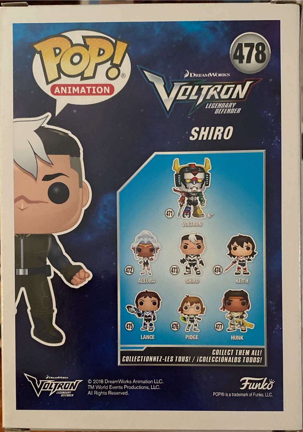 Pop! Animation (Voltron Legendary Defender): #478 Shiro (Glows In The Dark) - Funko (Voltron Legendary Defender) action figure collectible - Main Image 2