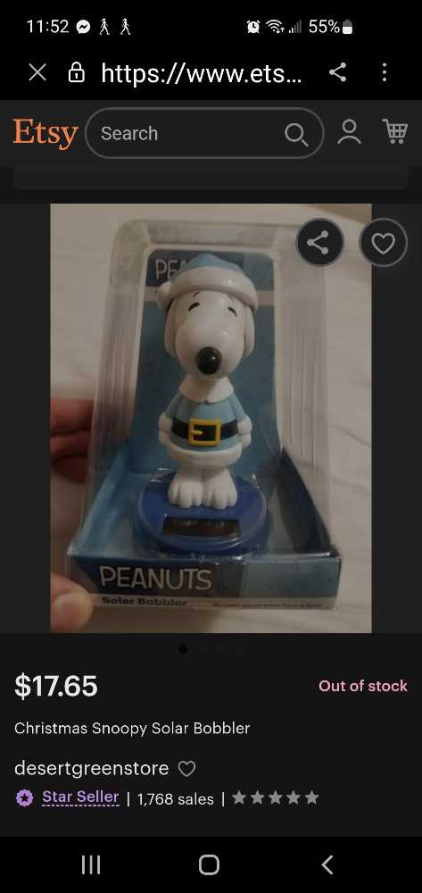 Snoopy Christmas Solar Bobble  action figure collectible - Main Image 2