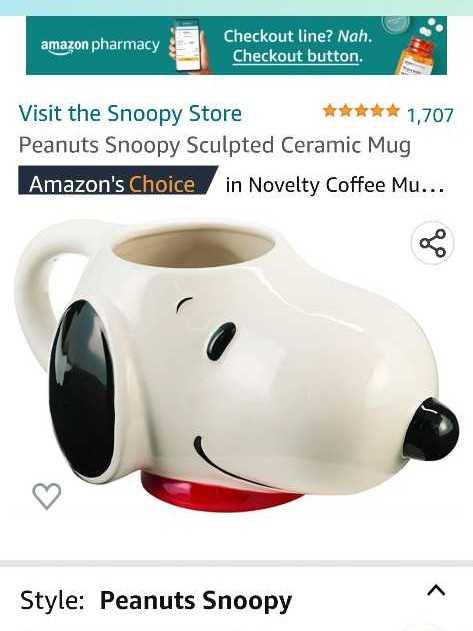 Snoopy Ceramic Mug  action figure collectible - Main Image 2