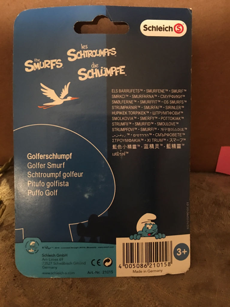 The Smurfs Figurine Smurf Golfer 2 3/8in Golfer Smurfs 21015  action figure collectible [Barcode 4005086210158] - Main Image 2