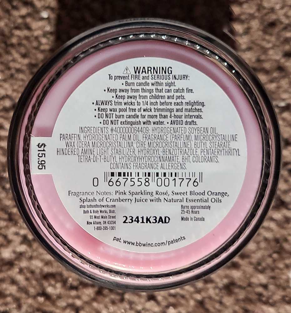 CANDLE: Valentine’s Day Bath & Body Works Bubbly Rosé -  You’re My Favorite  Single Wick 2023 - Bath & Bodyworks Candle (Valentine’s Day Candles) action figure collectible [Barcode 7714193149622] - Main Image 2