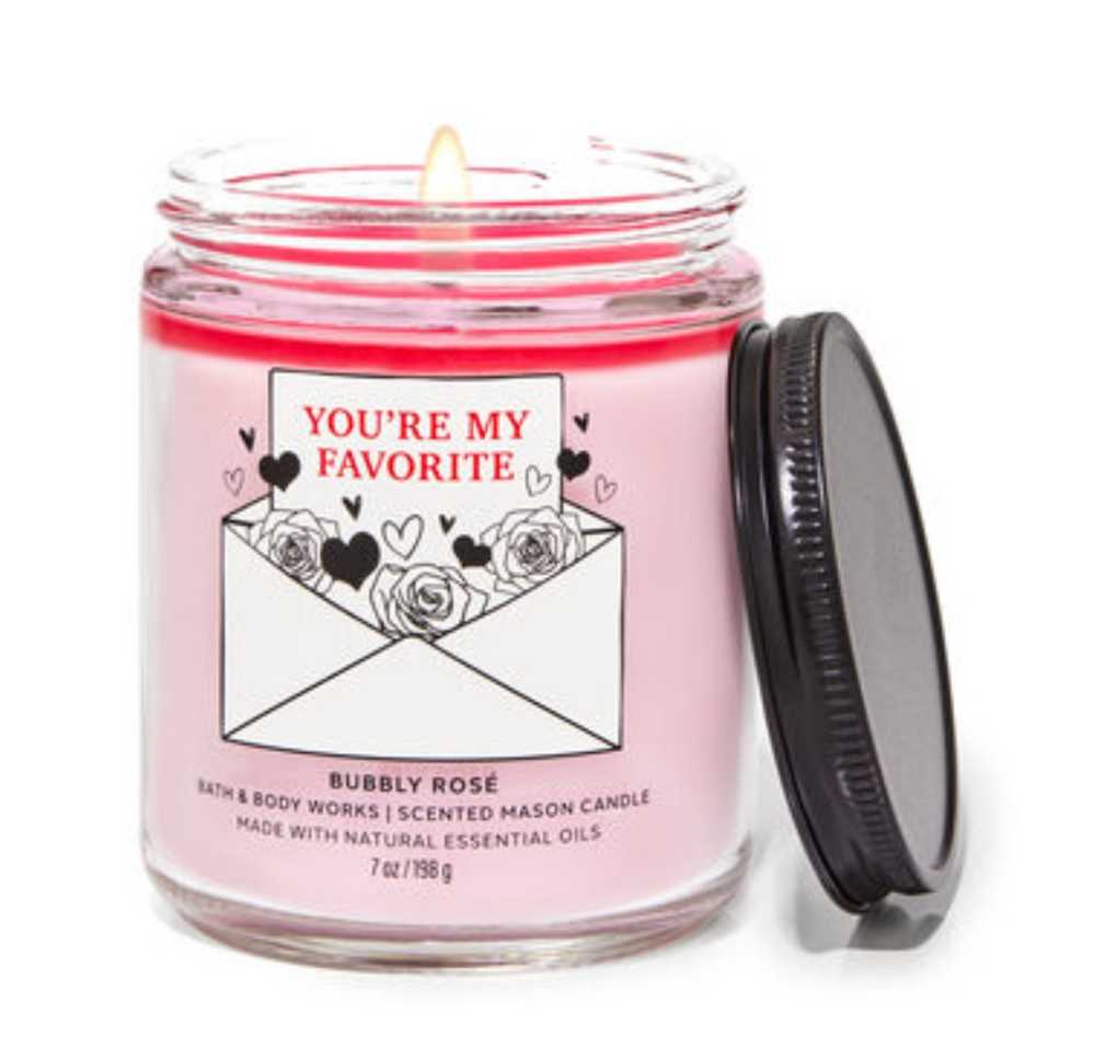 CANDLE: Valentine’s Day Bath & Body Works Bubbly Rosé -  You’re My Favorite  Single Wick 2023 - Bath & Bodyworks Candle (Valentine’s Day Candles) action figure collectible [Barcode 7714193149622] - Main Image 3
