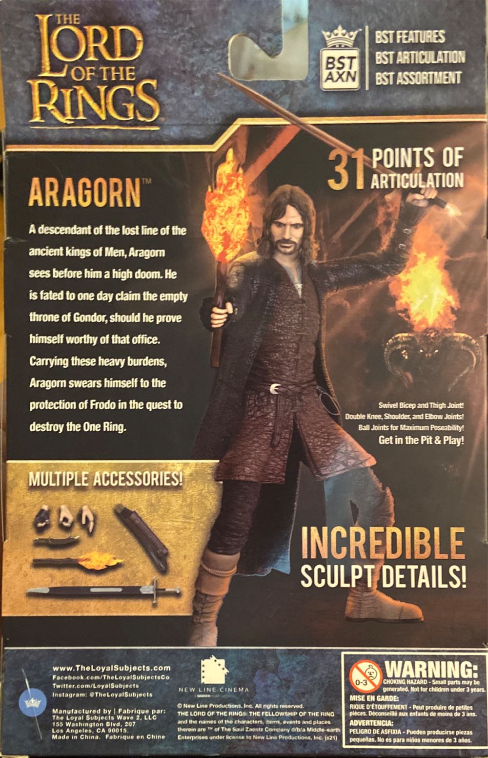 Aragorn (BST AXN) - BST AXN / The Loyal Subjects (Lord of the Rings BST AXN) action figure collectible [Barcode 850795008749] - Main Image 2