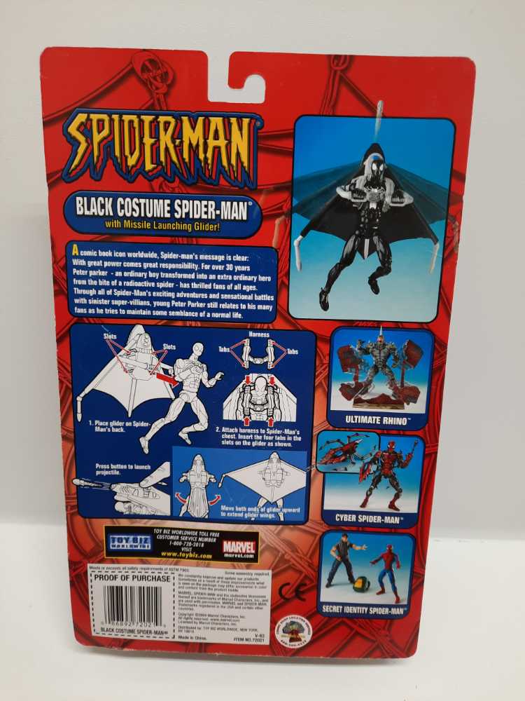 Spider-Man Classics: Spider-man (Black Costume) Missle Launch Glider  (Marvel: Spider-man: 6”) action figure collectible [Barcode 086892720219] - Main Image 2