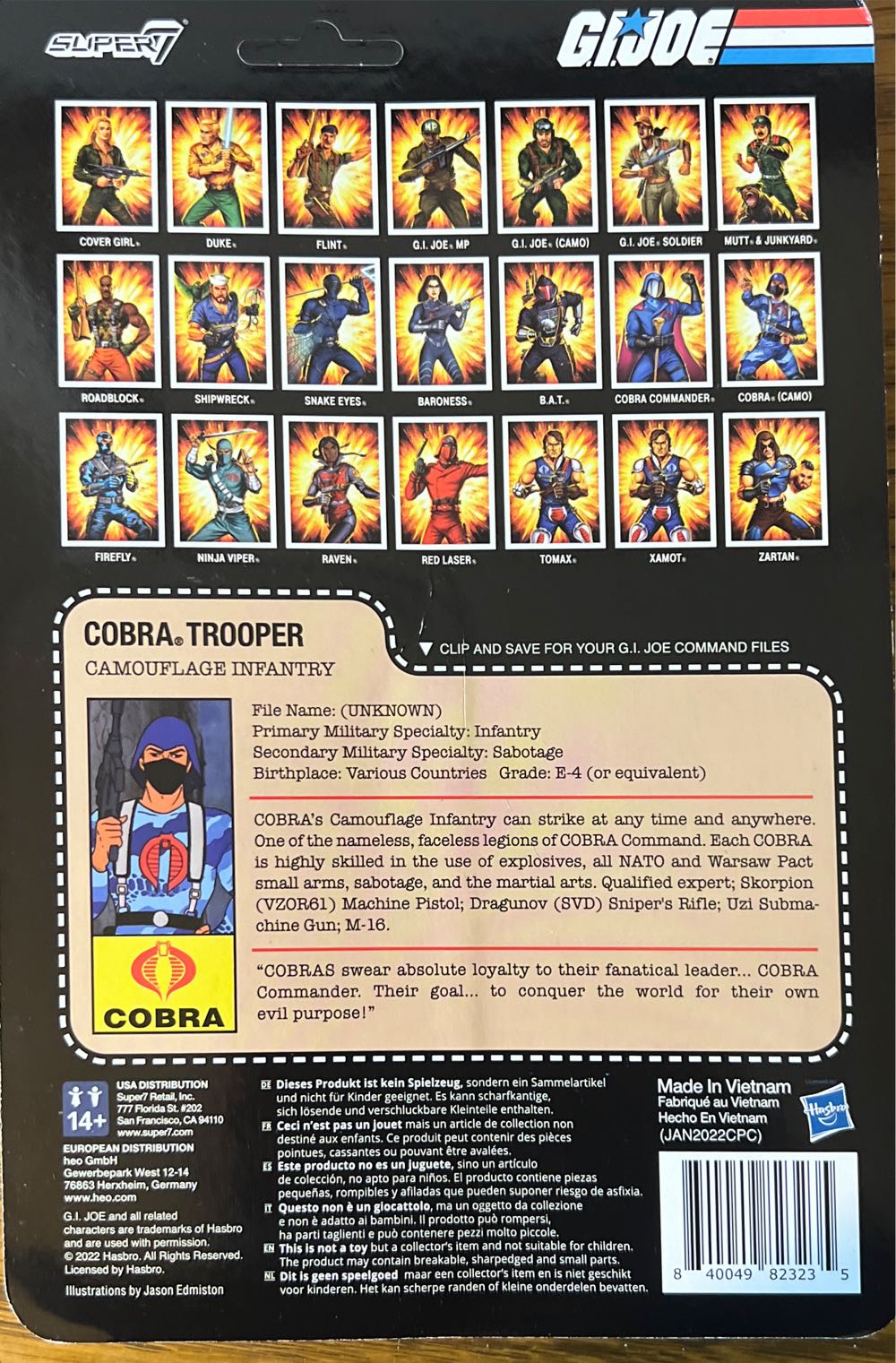 GI Joe Super 7 ReAction #53: Cobra Trooper (Camouflage Infantry) - Super7 (G.I. Joe) action figure collectible [Barcode 840049823235] - Main Image 2