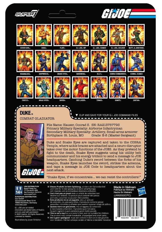 Duke (Combat Gladiator) - Super7 (G. I. JOE) action figure collectible [Barcode 840049823075] - Main Image 2