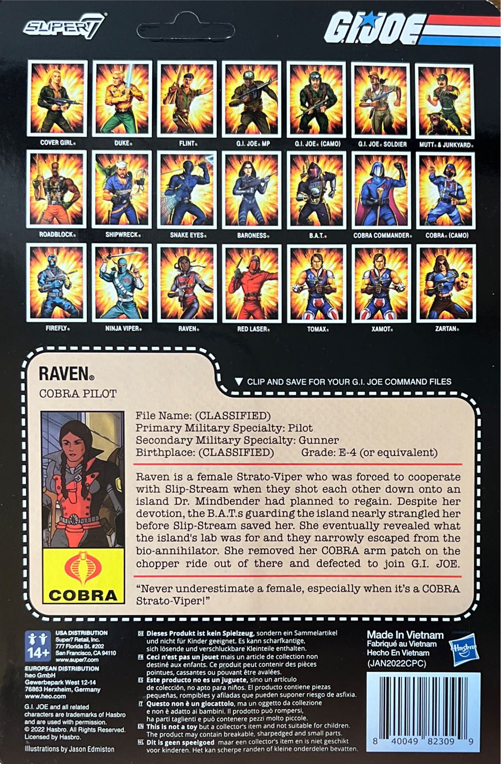 Raven - Super7 (G.I. Joe) action figure collectible [Barcode 840049823099] - Main Image 2