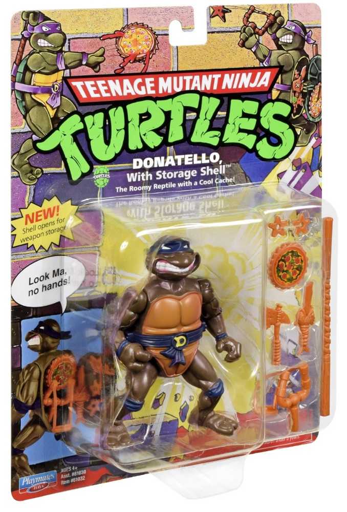 Donatello with Storage Shell (2023 Reissue) - Playmates Toys (TMNT Classic Storage Shell (Reissue)) action figure collectible [Barcode 043377810322] - Main Image 3