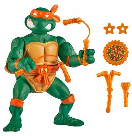Michelangelo with Storage Shell (2023 Reissue) - Playmates Toys (TMNT Classic Storage Shell (Reissue)) action figure collectible [Barcode 043377810339] - Main Image 4