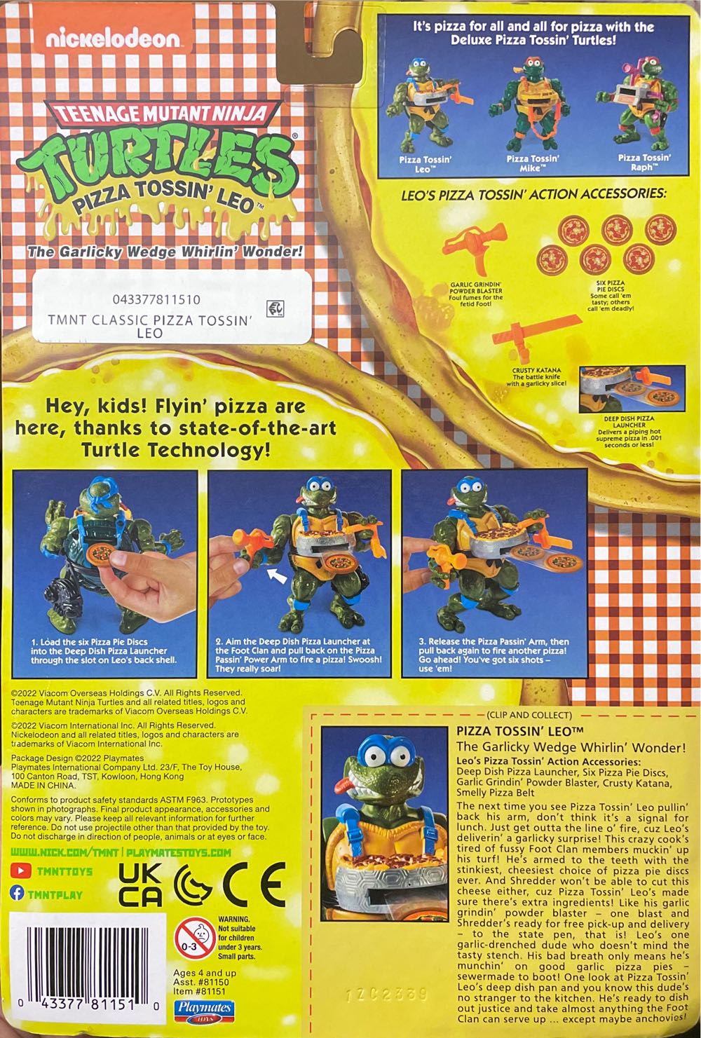 Pizza Tossin’ Leo TMNT Classic’s - Playmates (Classic Re-Issues) action figure collectible [Barcode 043377811510] - Main Image 4