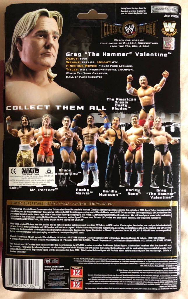 WWE Jakks Classic Superstars Series 10 Greg “The Hammer” Valentine - Jakks Pacific action figure collectible - Main Image 2