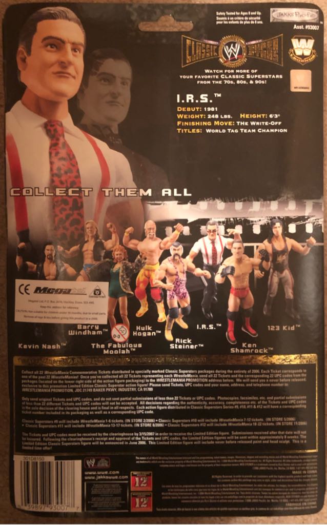 WWE Jakks Classic Superstars Series 11 I.R.S. - Jakks Pacific action figure collectible - Main Image 2