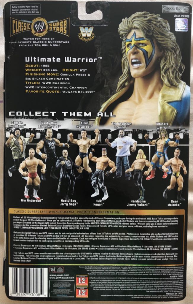 WWE Jakks Classic Superstars Series 12 Ultimate Warrior (Backwards Variant) - Jakks Pacific action figure collectible - Main Image 2