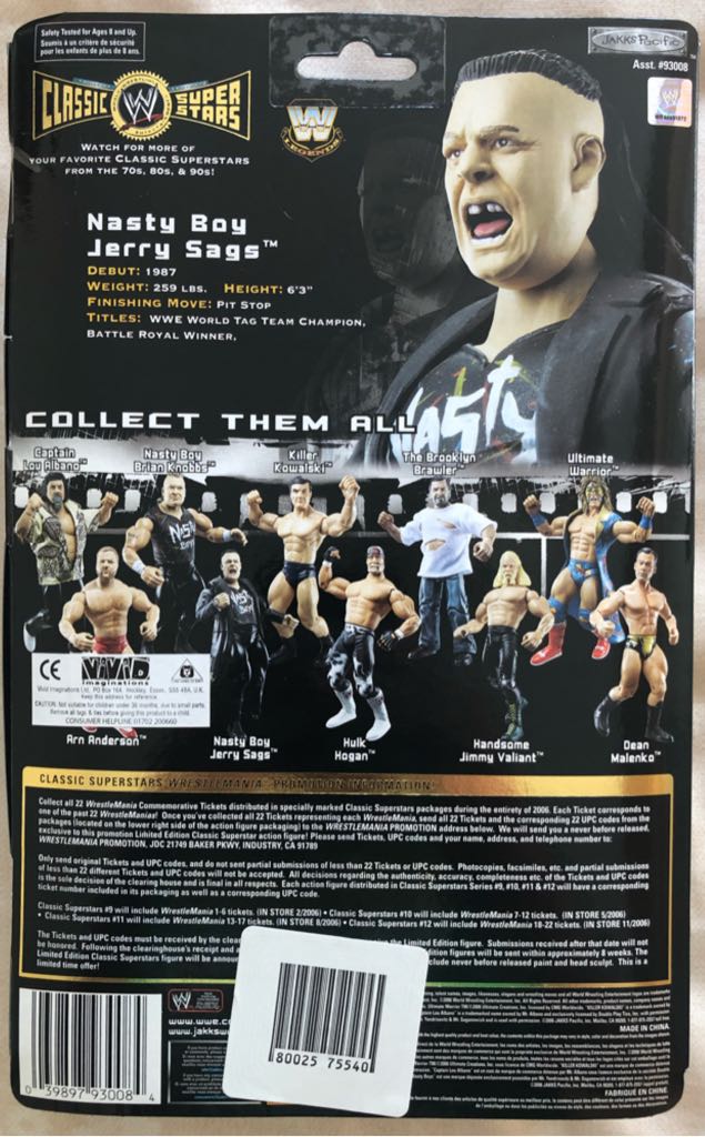 WWE Jakks Classic Superstars Series 12 Nasty Boy Jerry Sags - Jakks Pacific action figure collectible - Main Image 2