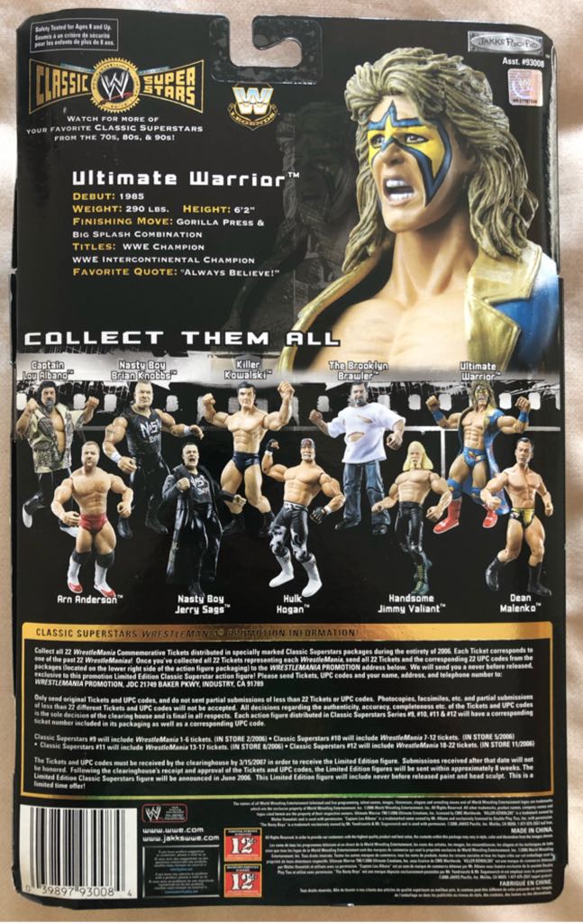 WWE Jakks Classic Superstars Series 12 Ultimate Warrior - Jakks Pacific action figure collectible - Main Image 2