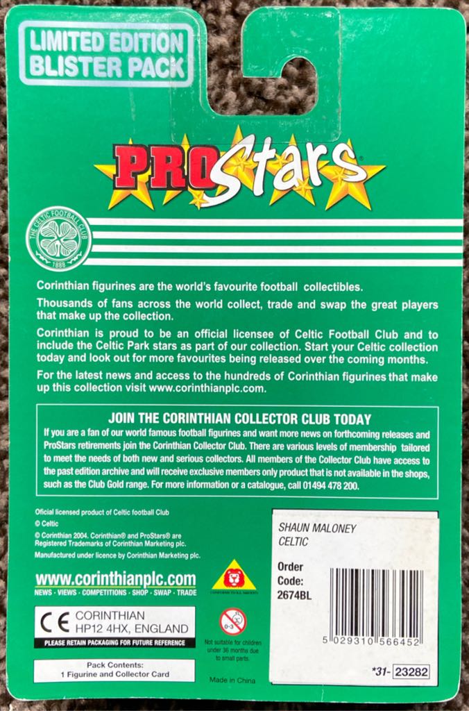 Corinthian ProStars Limited Edition - Celtic - Shaun Maloney - Corinthian action figure collectible [Barcode 5029310566452] - Main Image 2