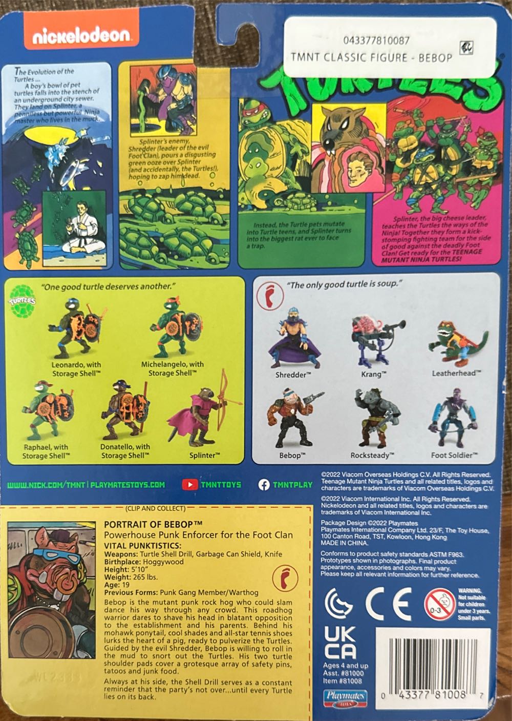 Bebop - Playmates (Teenage Mutant Ninja Turtles) action figure collectible [Barcode 043377810087] - Main Image 2