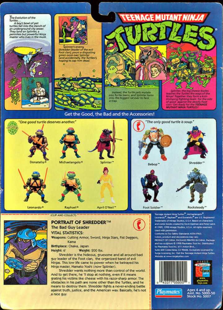 Teenage Mutant Ninja Turtles (2022 Playmates Re-Issue) Shredder - Playmates Toys (TMNT Classic (Reissue)) action figure collectible [Barcode 043377810070] - Main Image 3