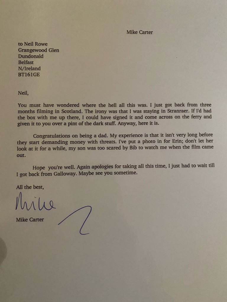 Hand Signed Michael Carter Return Letter  (Return Letter From Michael Carter Bib Fortuna) action figure collectible - Main Image 2