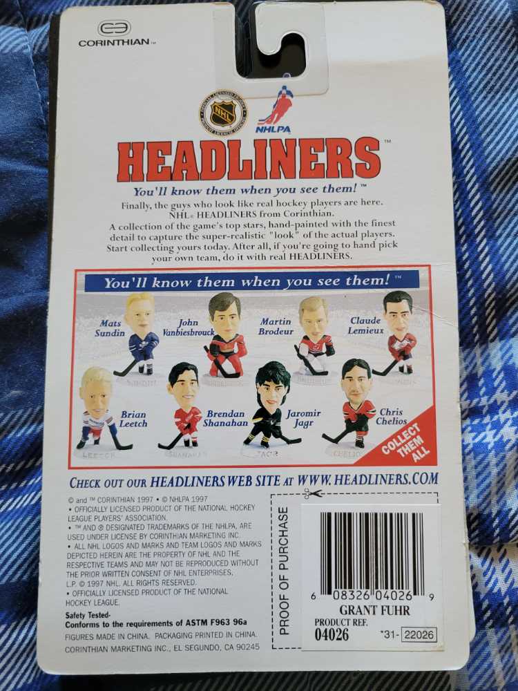 Grant Fuhr - Corinthian (NHL Headliners) action figure collectible [Barcode 8668476040269] - Main Image 2
