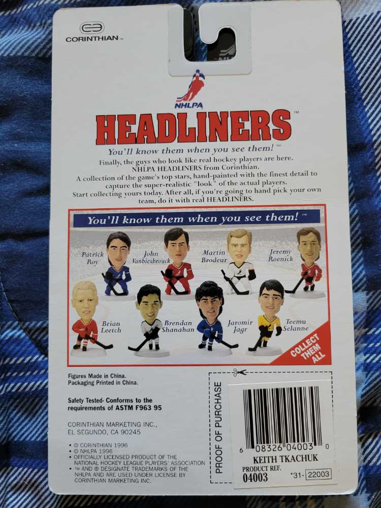 Keith Tkachuk - Corinthian (NHLPA Headliners) action figure collectible [Barcode 608326040030] - Main Image 2
