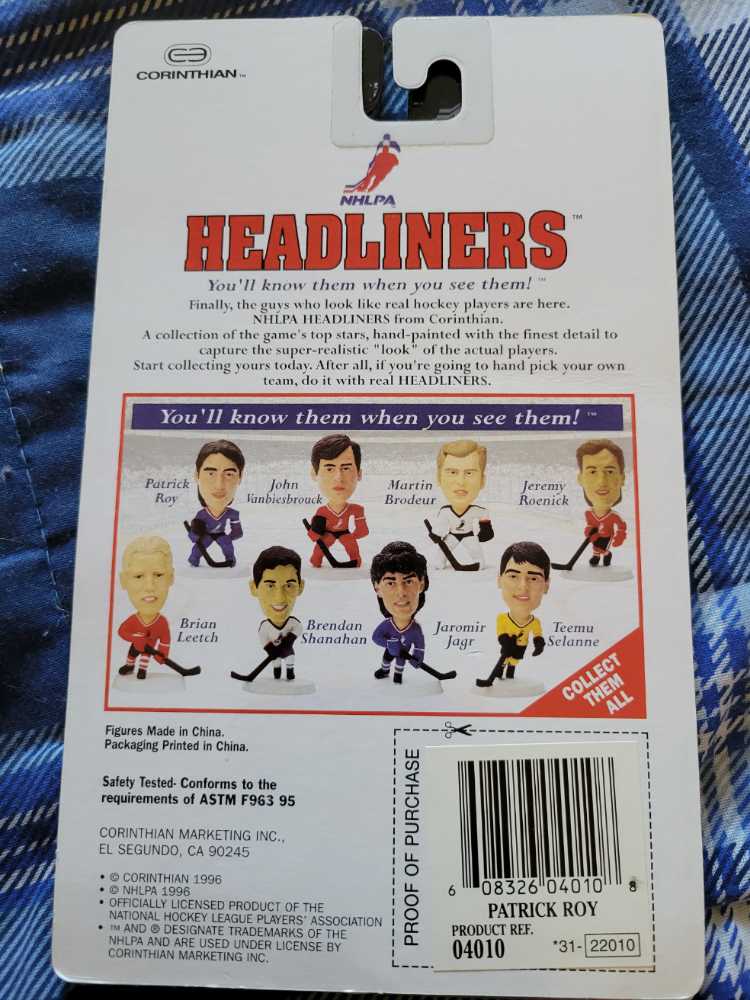Corinthian NHL Headliners Patrick Roy - Corinthian (NHLPA Headliners) action figure collectible [Barcode 608326040108] - Main Image 2