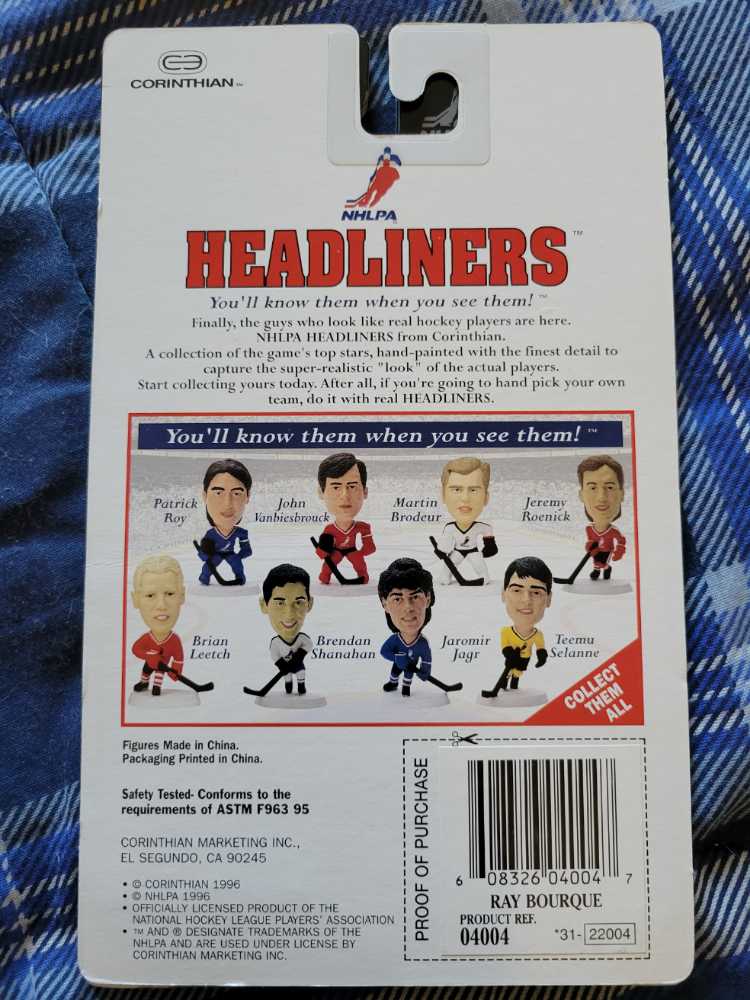 Ray Bourque - Corinthian (NHLPA Headliners) action figure collectible [Barcode 608326040047] - Main Image 2