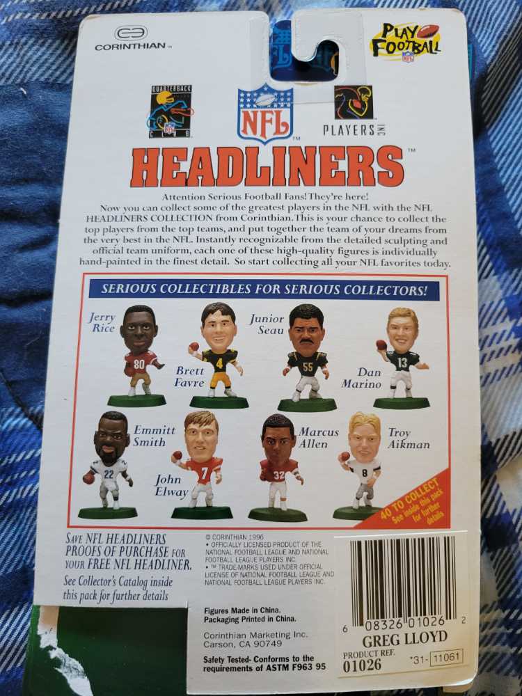 Greg Lloyd - Corinthian (NFL Headliners) action figure collectible [Barcode 608326010262] - Main Image 2