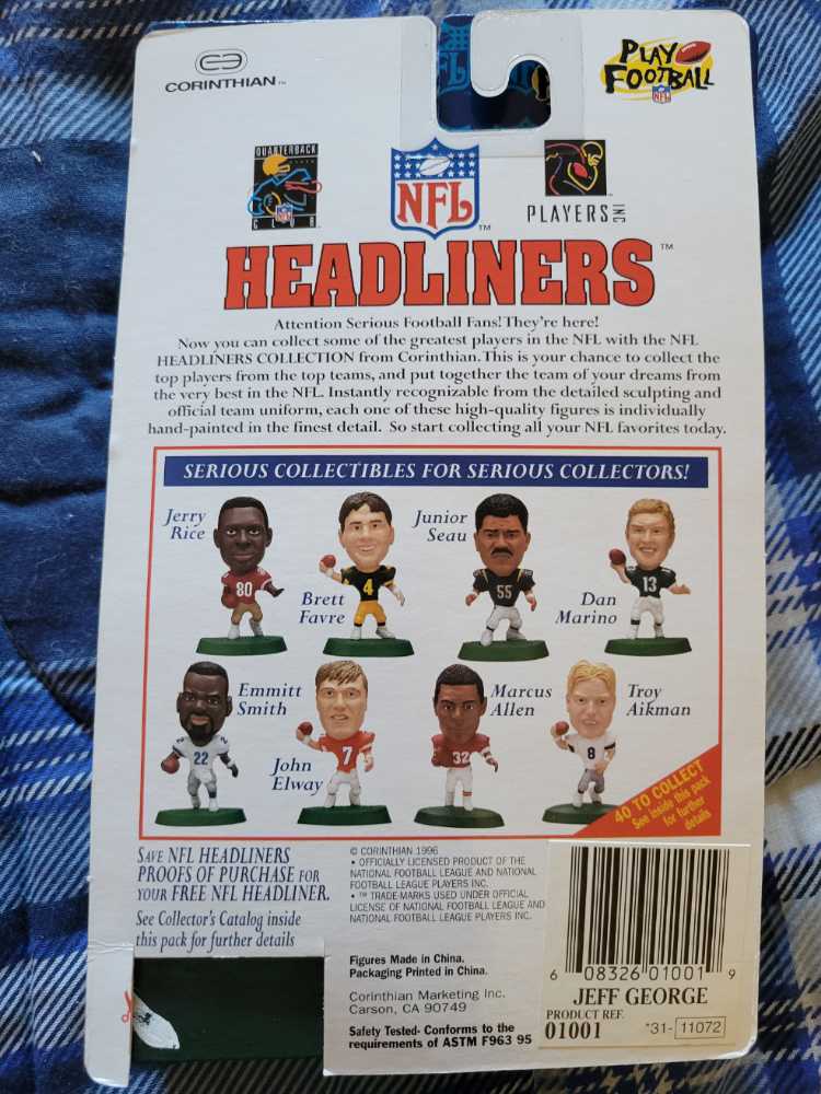 Jeff George - Corinthian (NFL Headliners) action figure collectible [Barcode 608326010019] - Main Image 2