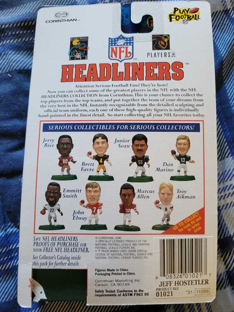 Jeff Hostetler - Corinthian (NFL Headliners) action figure collectible [Barcode 608326010217] - Main Image 2