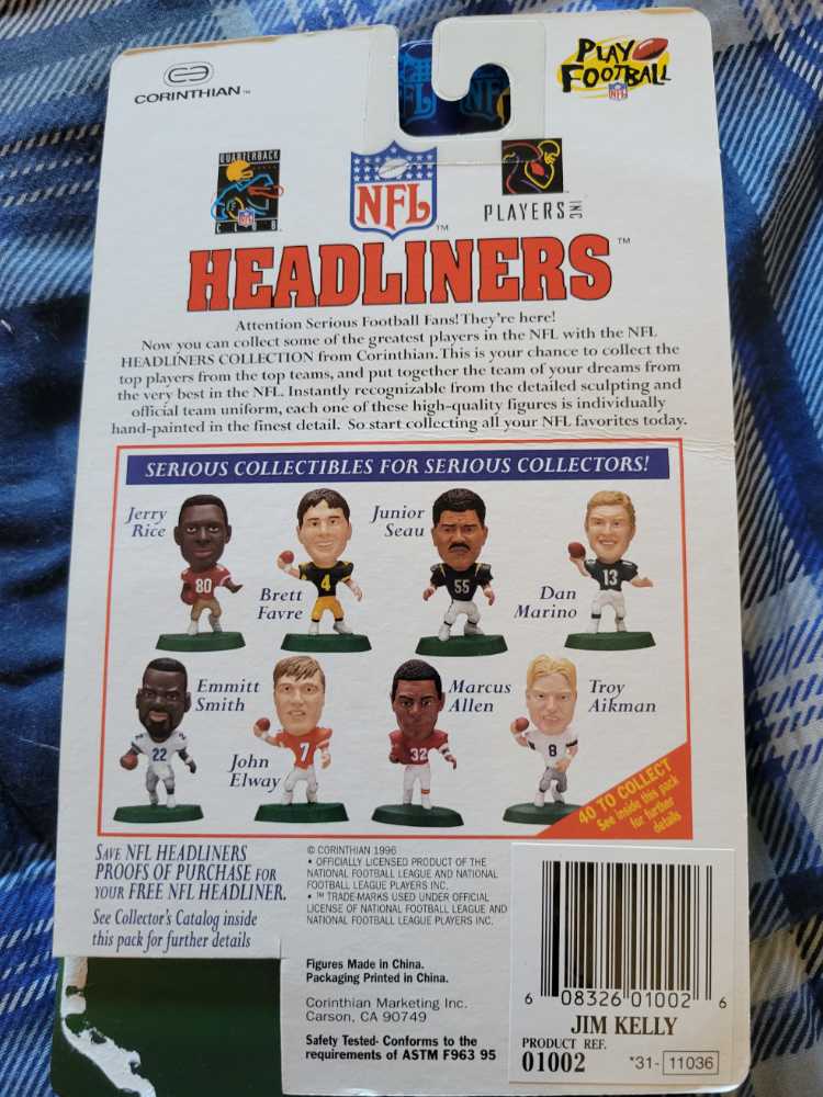 Jim Kelly - Corinthian (NFL Headliners) action figure collectible [Barcode 608326010026] - Main Image 2