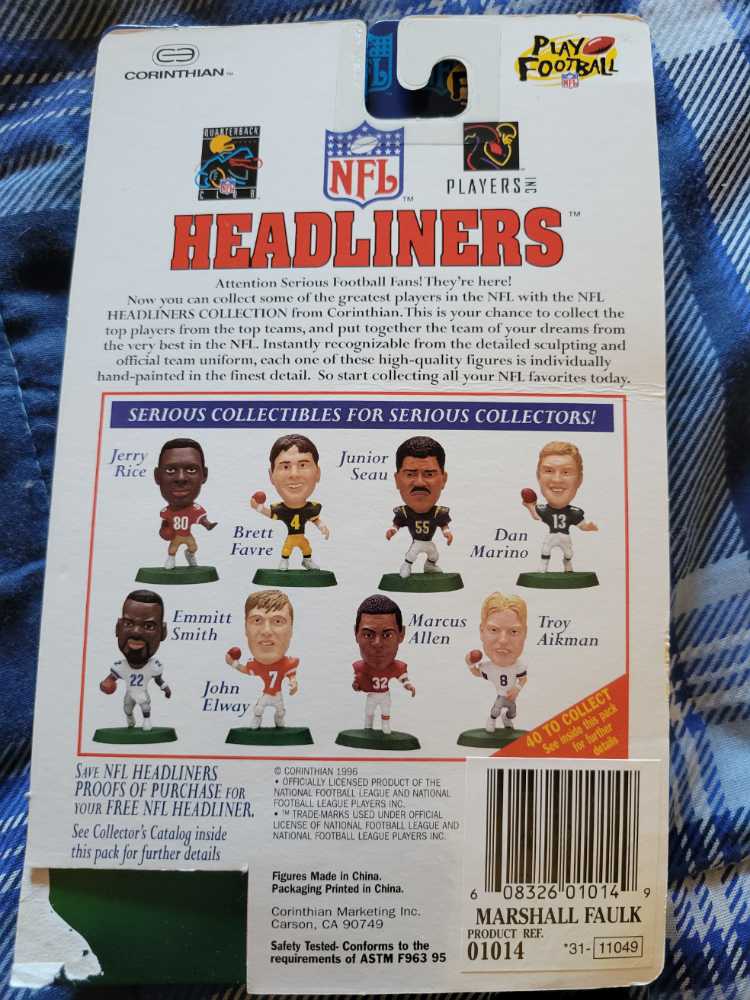 Marshall Faulk - Corinthian (NFL (American football) / Indianapolis Colts) action figure collectible [Barcode 608326010149] - Main Image 2