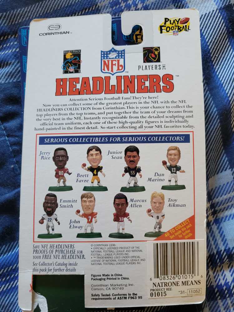 Natrone Means - Corinthian (NFL Headliners) action figure collectible [Barcode 608326010156] - Main Image 2