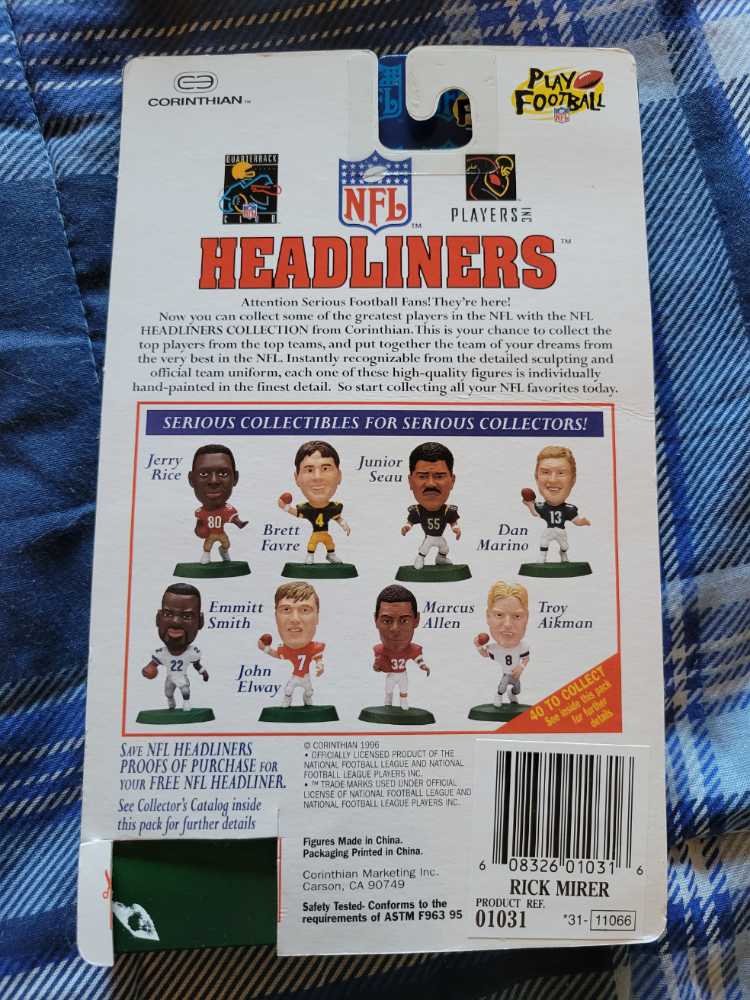 Rick Mirer - Corinthian (NFL Headliners) action figure collectible [Barcode 608326010316] - Main Image 2