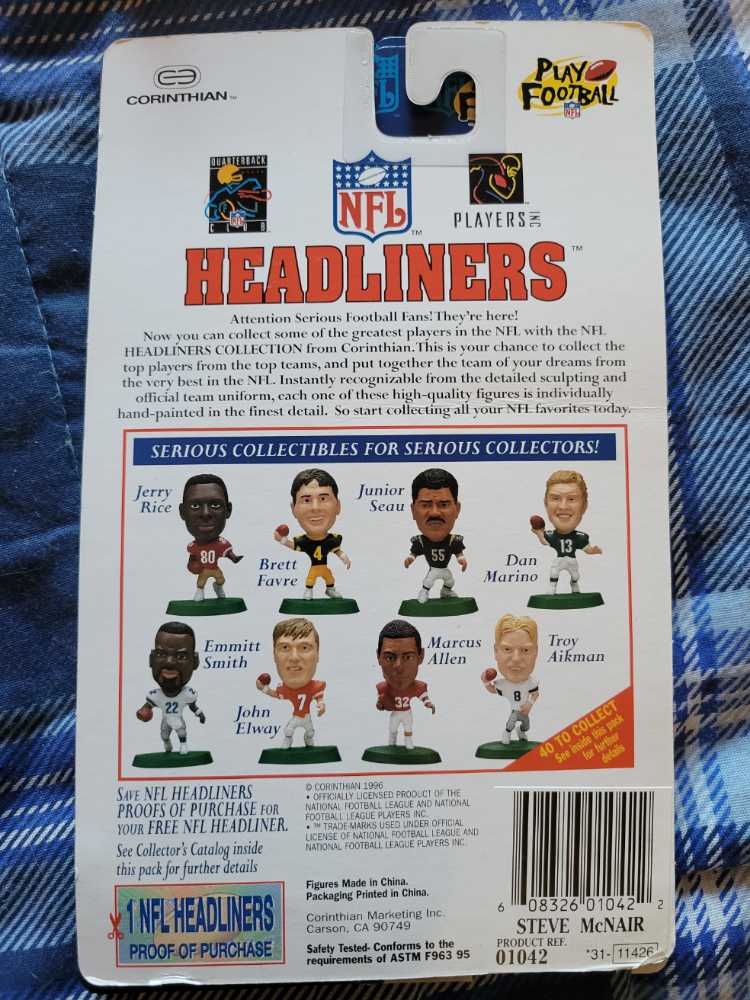 Steve McNair - Corinthian (NFL Headliners) action figure collectible [Barcode 608326010422] - Main Image 2