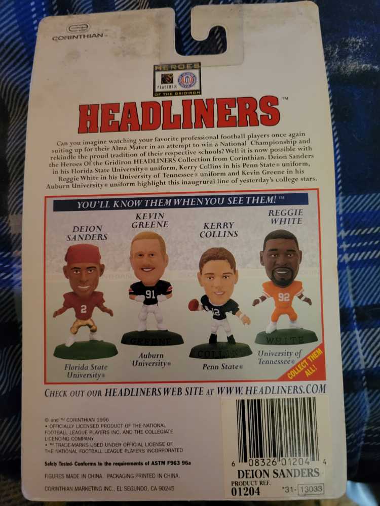 Deion Sanders - Corinthian (Headliners: Heroes of the Gridiron) action figure collectible [Barcode 608326012044] - Main Image 2