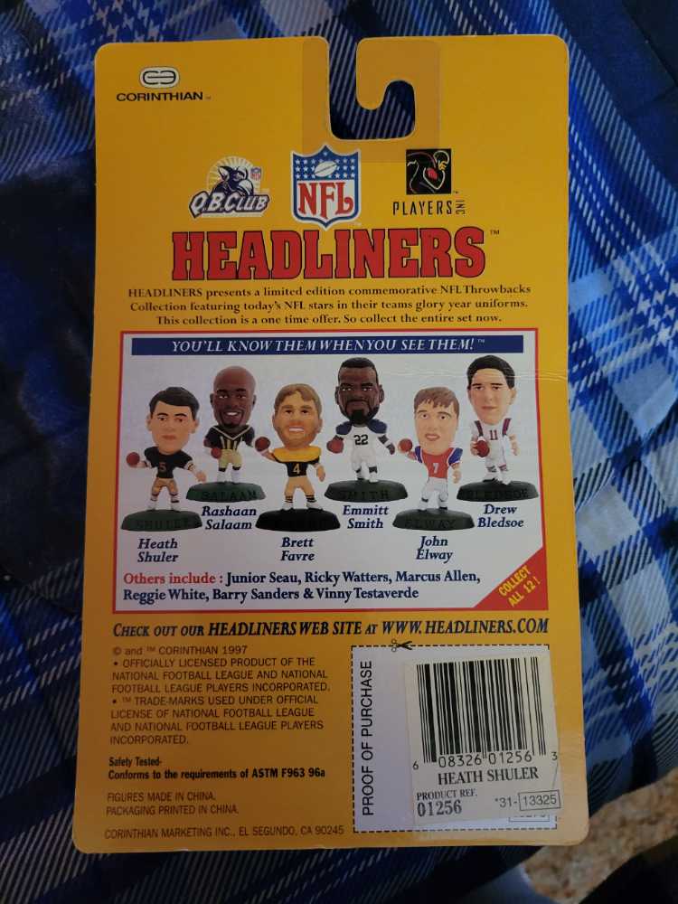 Heath Shuler - Corinthian (NFL Throwbacks Headliners) action figure collectible [Barcode 608326012563] - Main Image 2