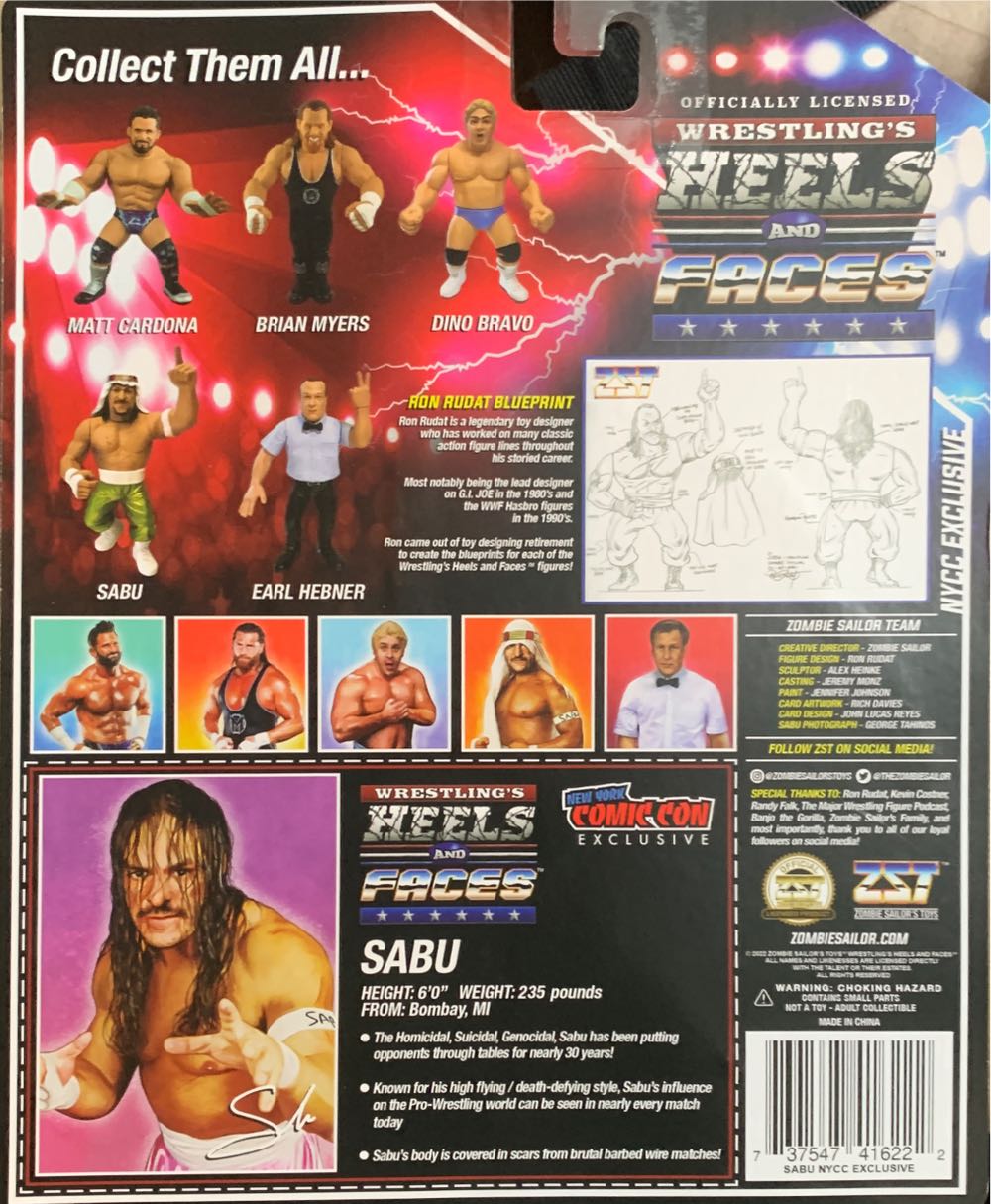 Sabu Heels And Faces NYCC Exclusive Retro Zombie Sailor - Zombie Sailor Toys action figure collectible [Barcode 737547416222] - Main Image 2