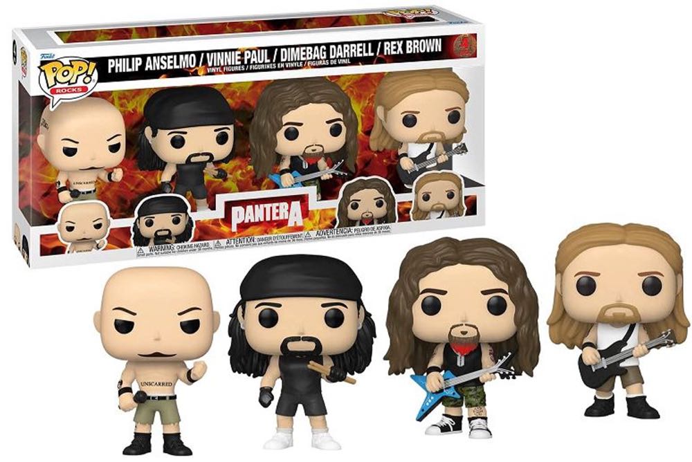 Pantera: Philip Anselmo Vinnie Paul Dimebag Darrell Rex Brown 4 Pack - Funko Pop! Rocks (Pantera) action figure collectible [Barcode 889698674331] - Main Image 3