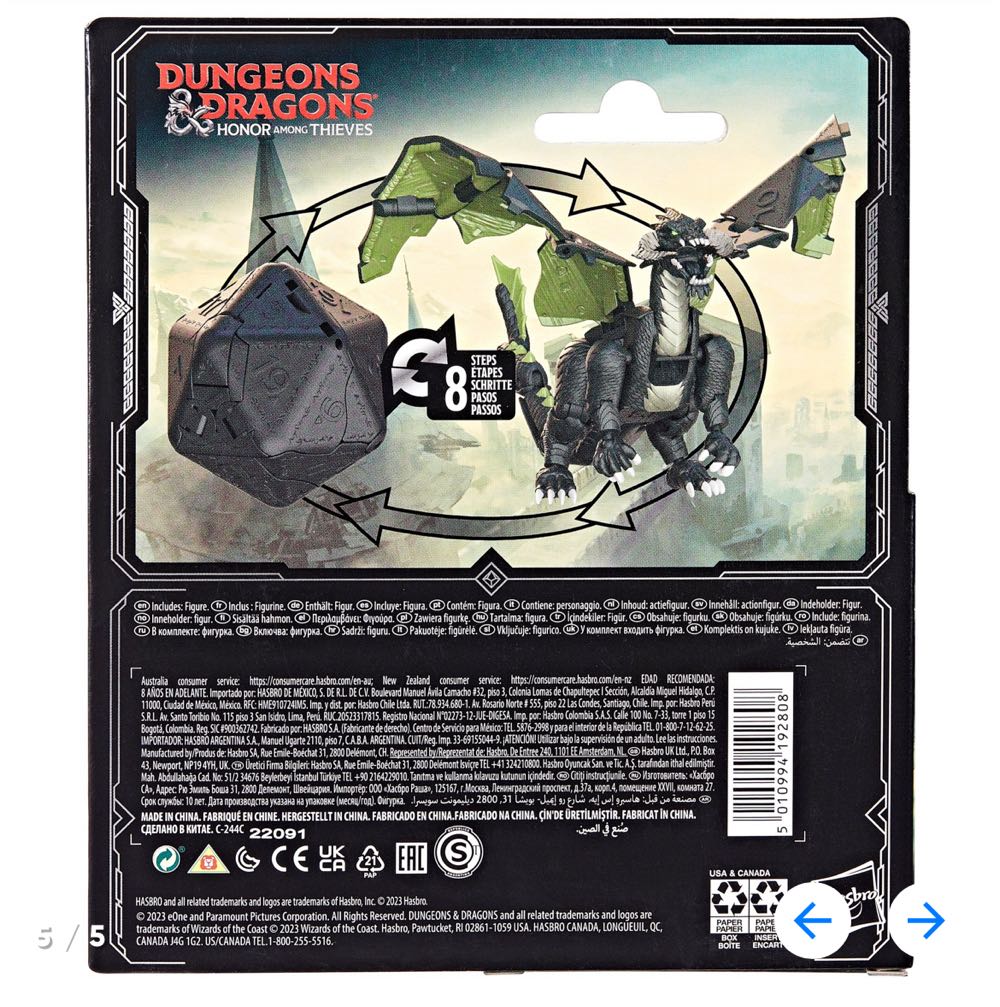 Dungeons & Dragons Honor Among Thieves D&d Dicelings Black Dragon Rakor Collectible D&d Monster Dice Converting Giant D20 Action Figures Role Playing Dice F5212 - Hasbro (Dungeons & Dragons) (Dungeons & Dragons) action figure collectible [Barcode 5010994192808] - Main Image 2