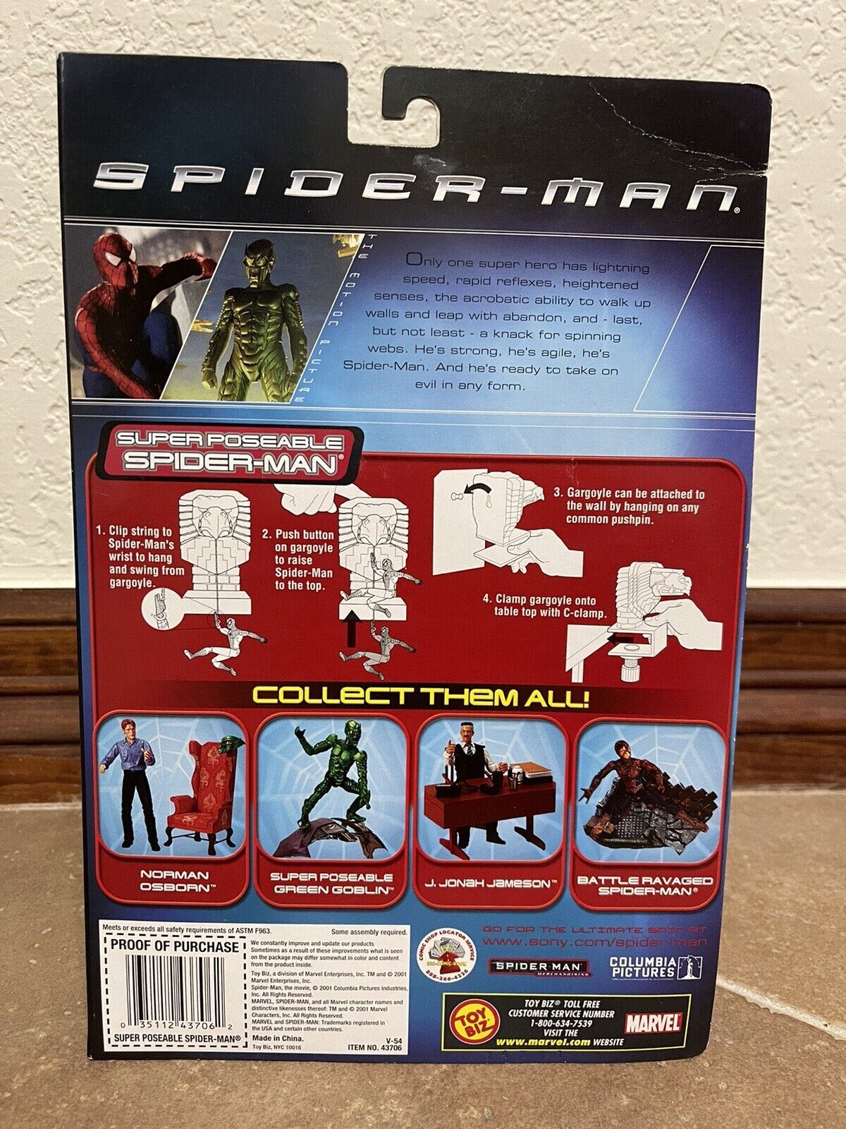 Super Poseable Spider-man - Toybiz Marvel (Spider-man 2002 Movie) action figure collectible - Main Image 3