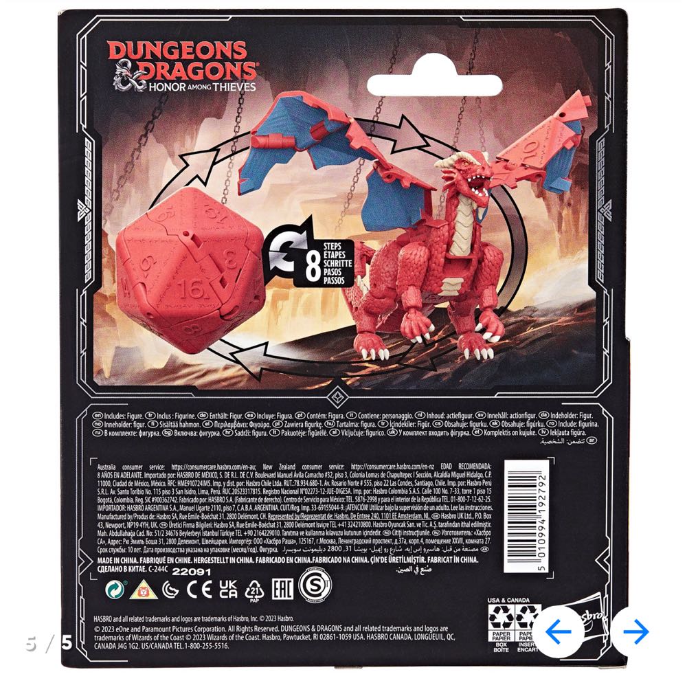 Dungeons & Dragons Honor Among Thieves D&d Dicelings Red Dragon Themberchaud Collectible Monster Dice Converting Giant D20 Action Figures Role Playing Dice F5211 - Hasbro (Dungeons & Dragons Honor Among Thieves) action figure collectible [Barcode 5010994192792] - Main Image 2