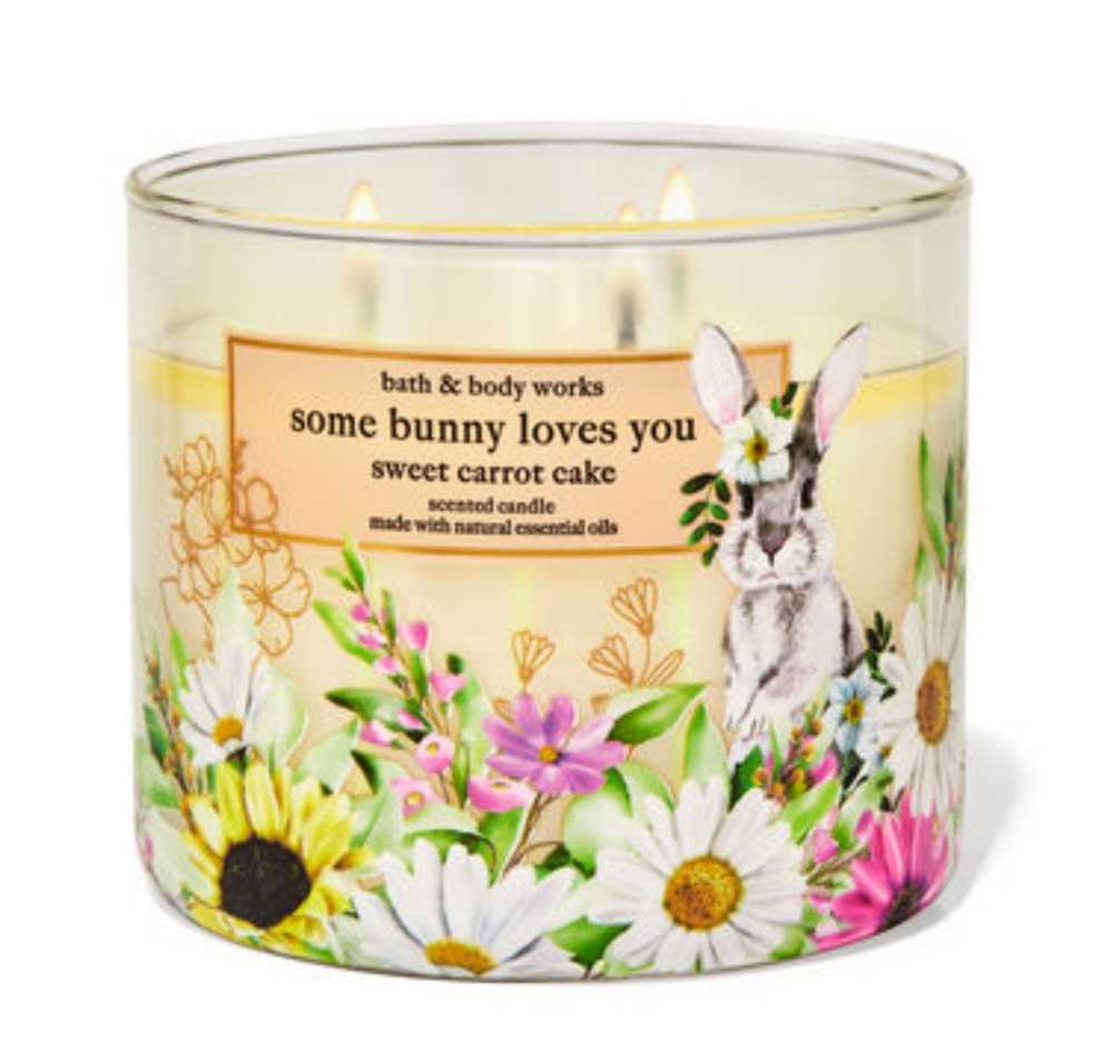 CANDLE: Easter Bath and Bodyworks Some Bunny Loves You - Sweet Carrot Cake 3 Wick  2023 - Bath & Bodyworks Candle (Easter Candles) action figure collectible [Barcode 667558125083] - Main Image 4