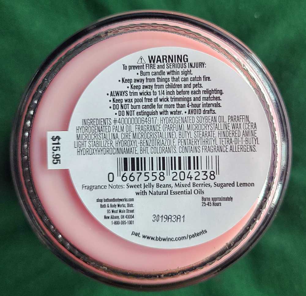 CANDLE: Easter Bath and Bodyworks Tutti Fruity Candy Single Wick  2023 - Bath & Bodyworks Candle (Easter Candles) action figure collectible [Barcode 667558204238] - Main Image 2