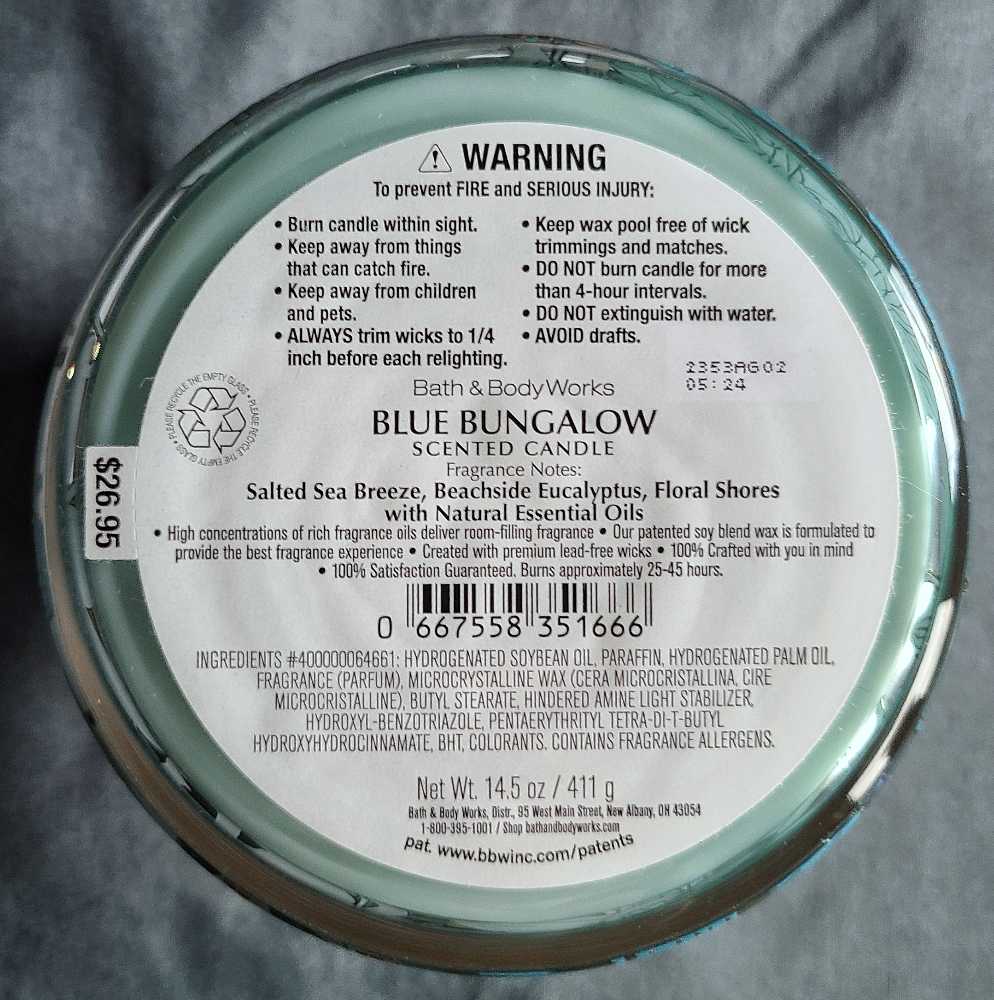 CANDLE: Desert Bath And Bodyworks Africa Blue Bungalo 2023 - Bath & Bodyworks Candle (International Candles) action figure collectible - Main Image 2