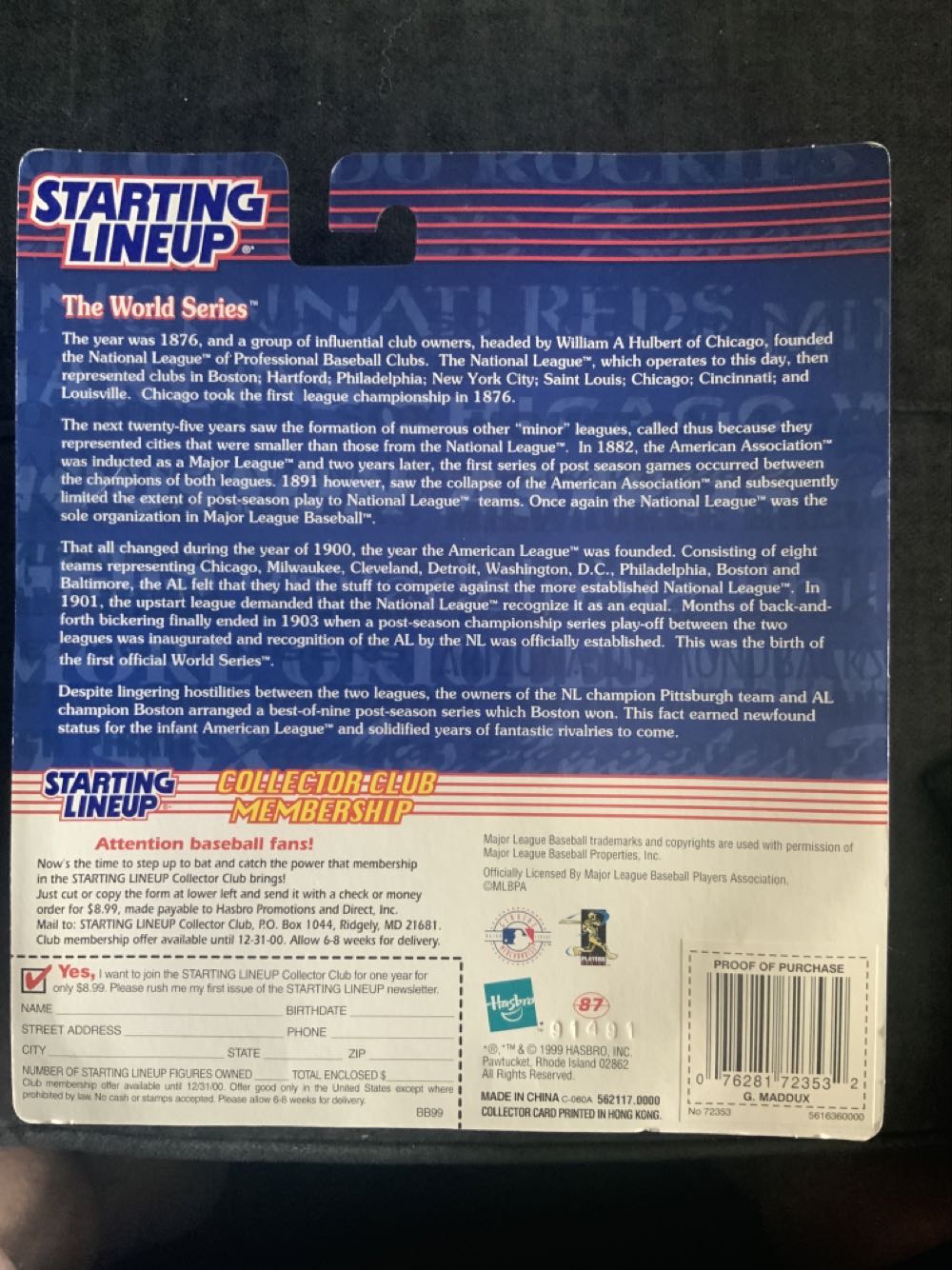 SLU: Greg Maddux - STARTING LINEUP (Extended Series) action figure collectible [Barcode 076281723532] - Main Image 2