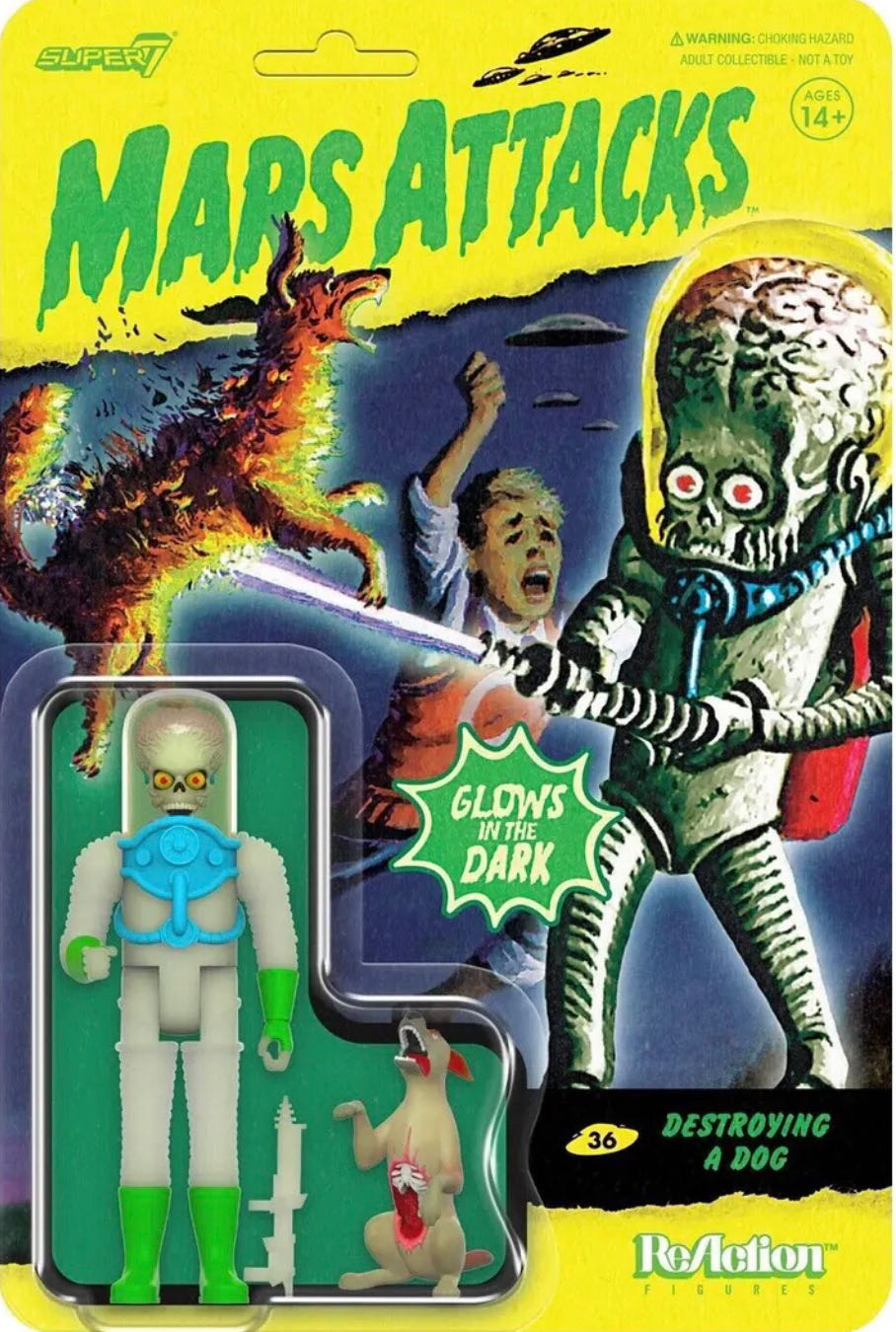 Reaction Super7: Mars Attacks Glow Destroying A Dog  action figure collectible - Main Image 1
